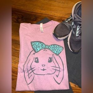 NWOT!! Bella+Canvas, Easter Bunny Graphic Tee/Tunic, Lavender, Size 2XL
